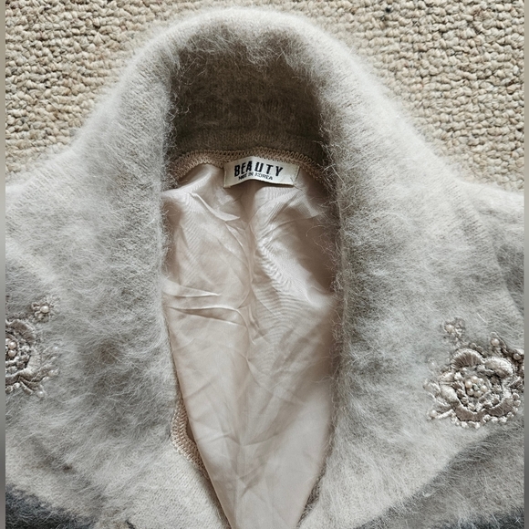 Vintage Angora Lined Embroidered Cardigan Large/xl - Picture 6 of 8
